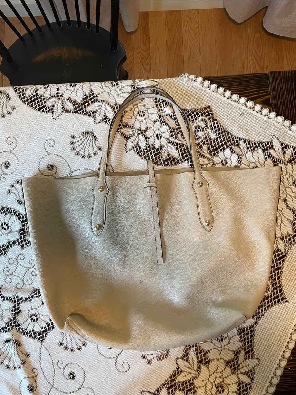 Annabel Ingall Slouchy Pebbled Leather Tote in Light Taupe
